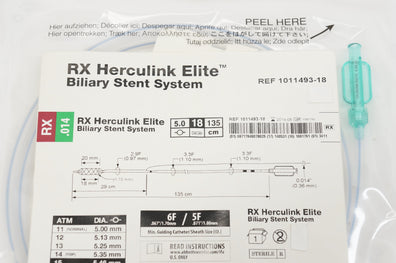 Abbott 1011493-18 RX Herculink Elite Biliary Stnt System 5 x 18mm, 135cm (x)